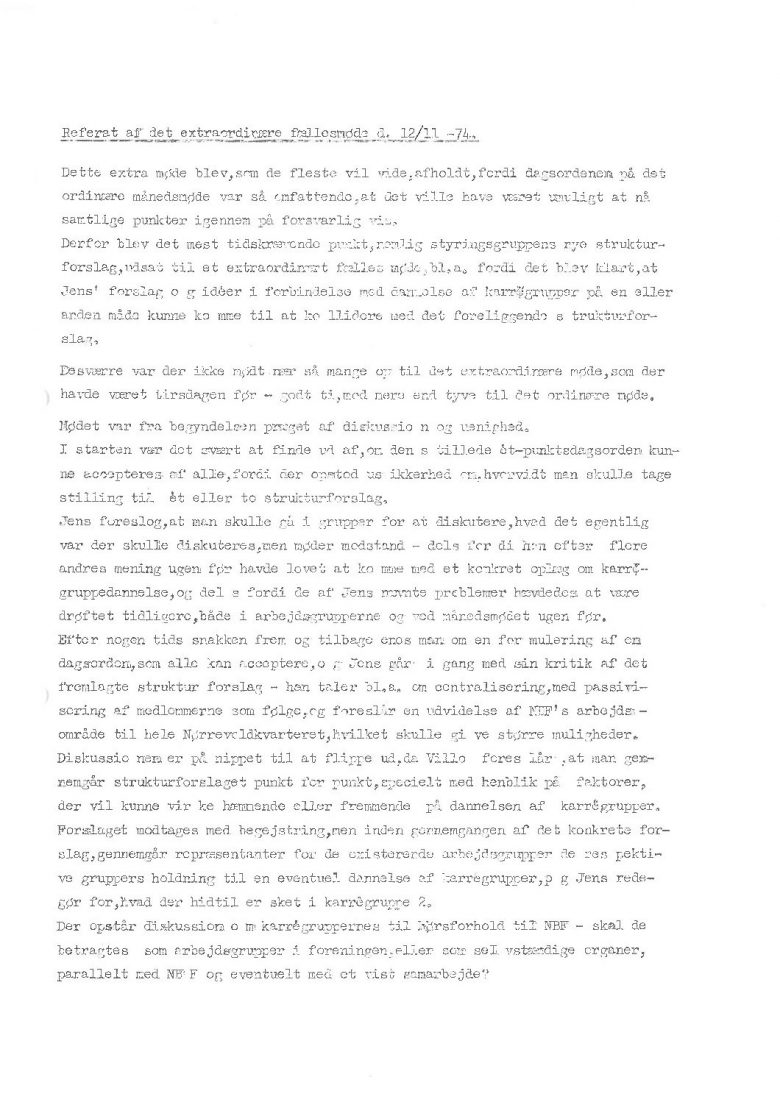 Ekstraordinært Fællesmøde 12.11.74